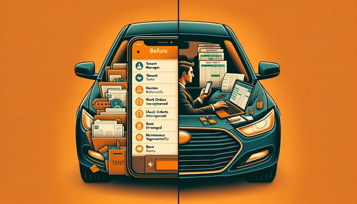 Illustration of the Property Management workflow, before and after