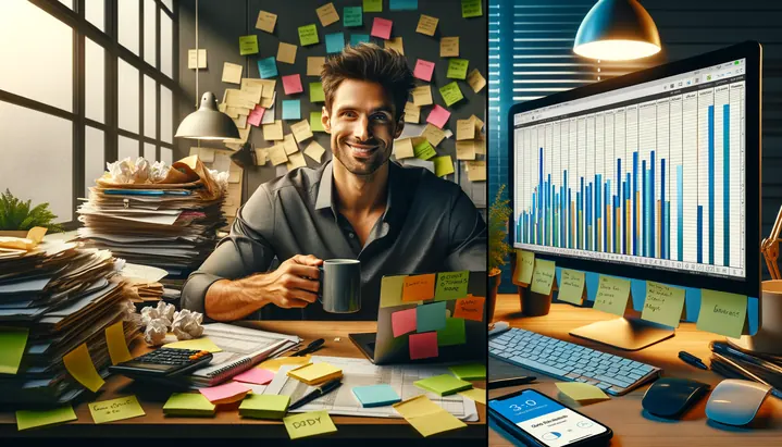 Illustration of the Regional Realty Office workflow, before and after