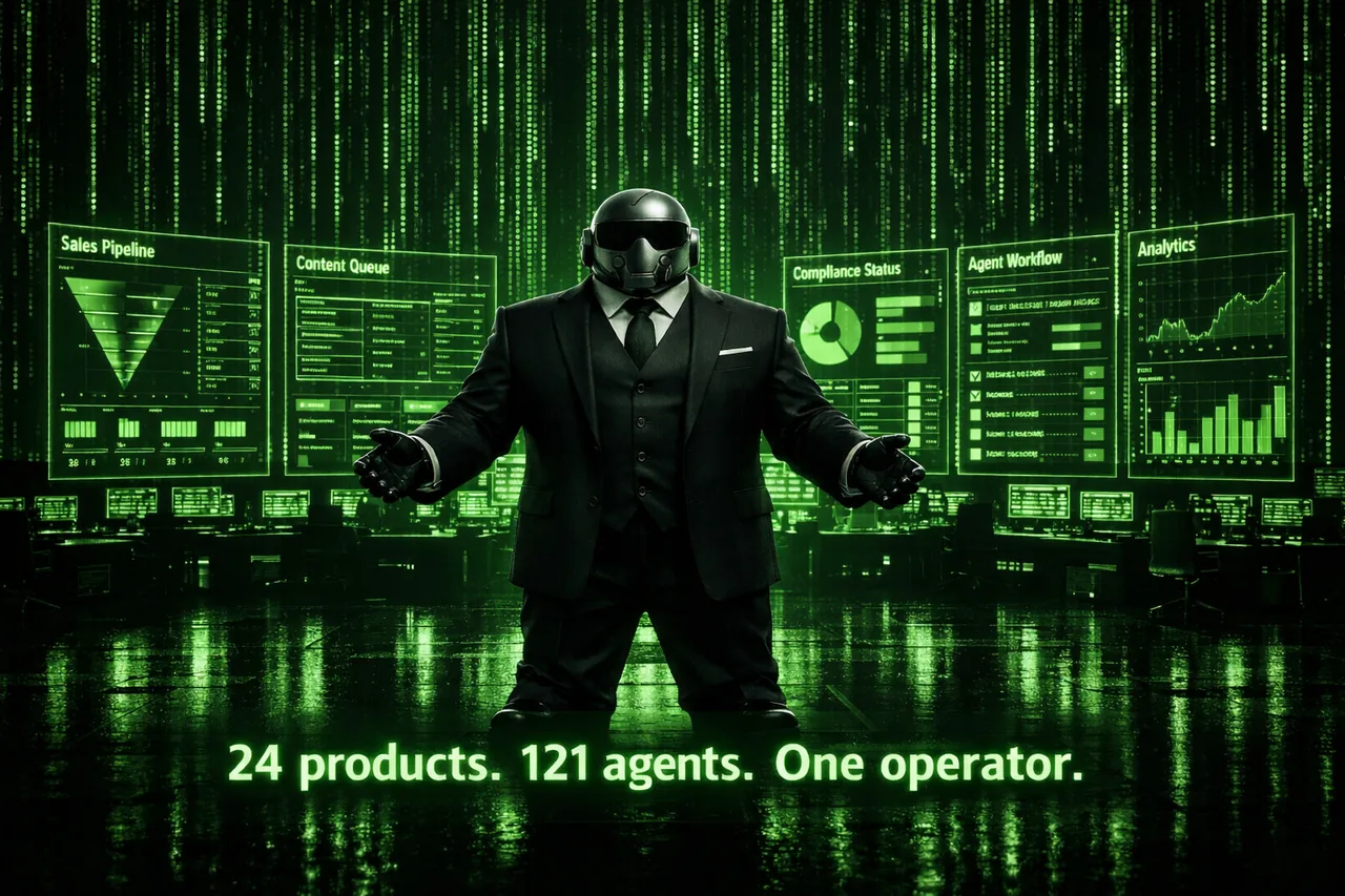 Agent Mahoo orchestrating 62 agents across 4 beta products in real time